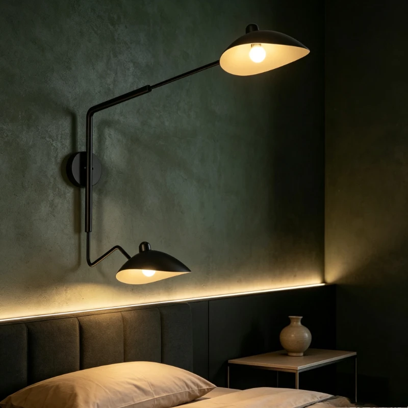 Long Arm Leg Modern Black LED Wall Lamps Angle Adjustable Italy Design Wall Lights Home Decor Cafe Living Rooms Bedroom Lighting