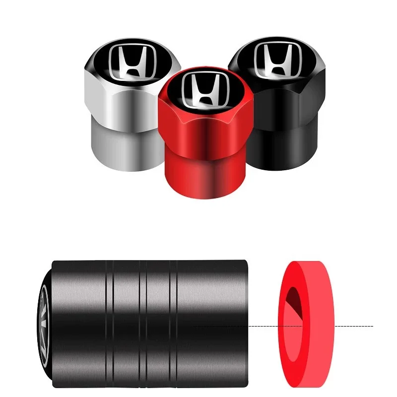 4pcs Metal Car Wheel Tire Valve Caps Stem Case Covers For  Honda Civic Accord Crider City XRV CRV HRV Inspire Fit Odyssey Envix