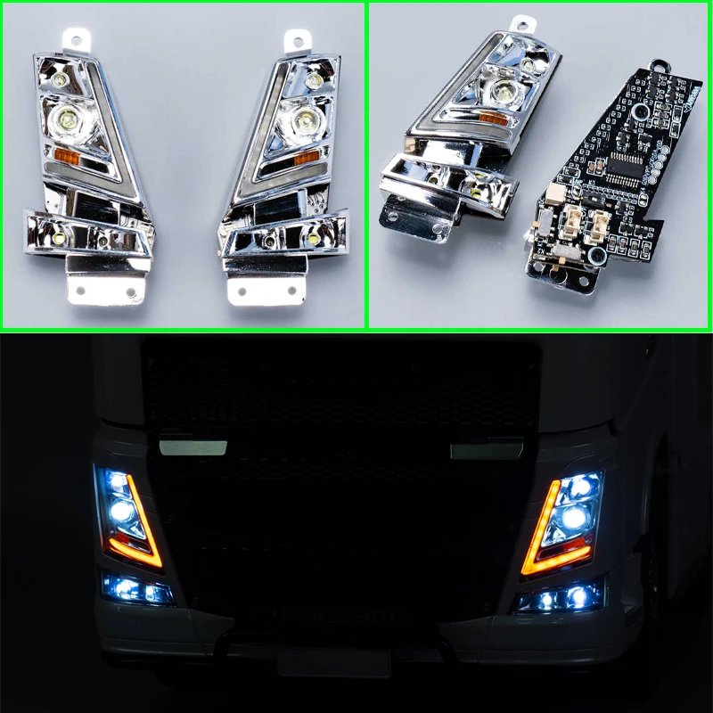 LED 1 Set PCB Running Water Headlight for 1/14 Tamiya RC Truck VOLVO FH16 56360 Diy Parts Toys