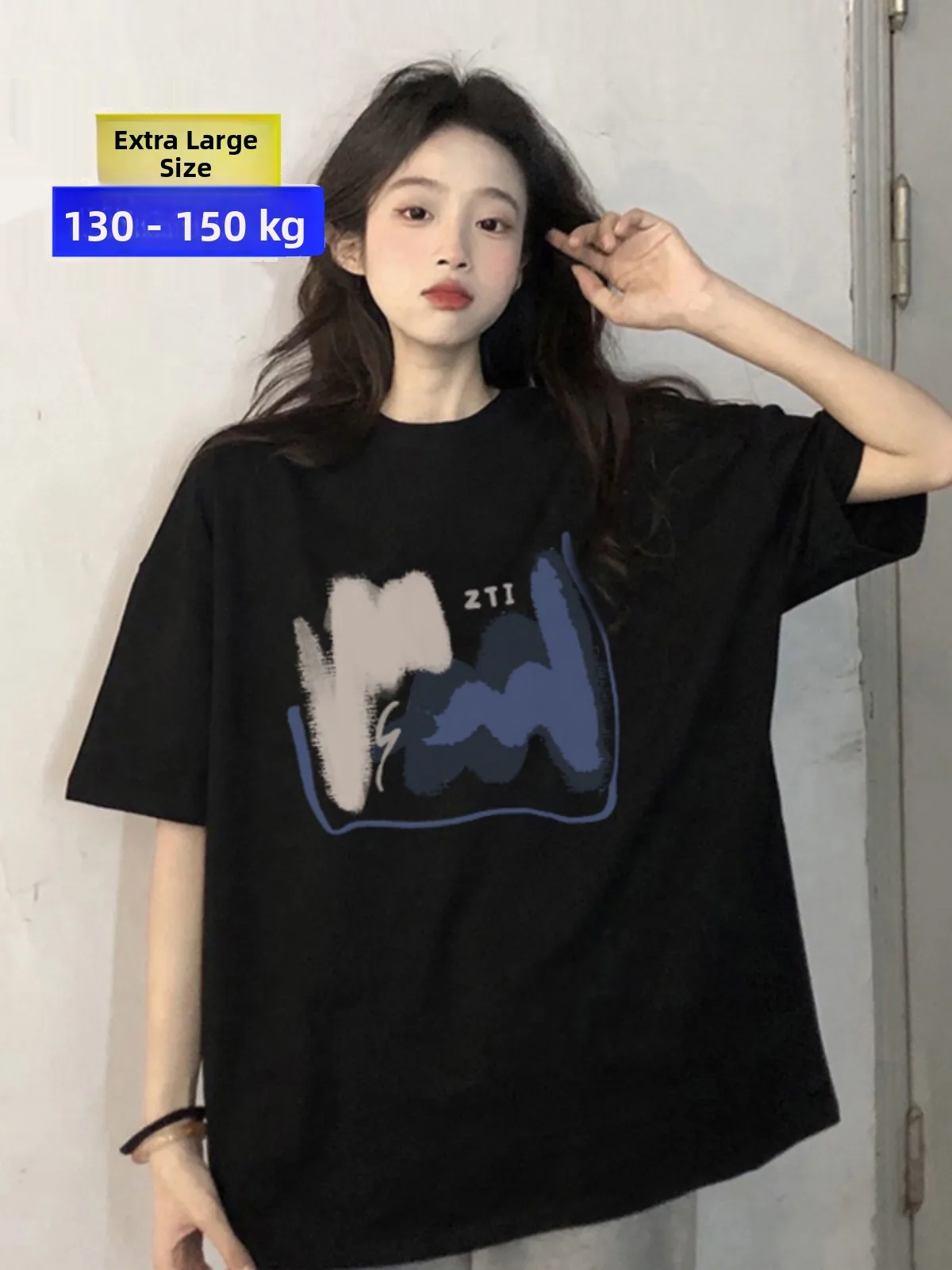 

Свободная футболка ort Sve, женская корейская футболка больших размеров, повседневный топ с принтом, возрастной реверсивный f Sve Summer Faion