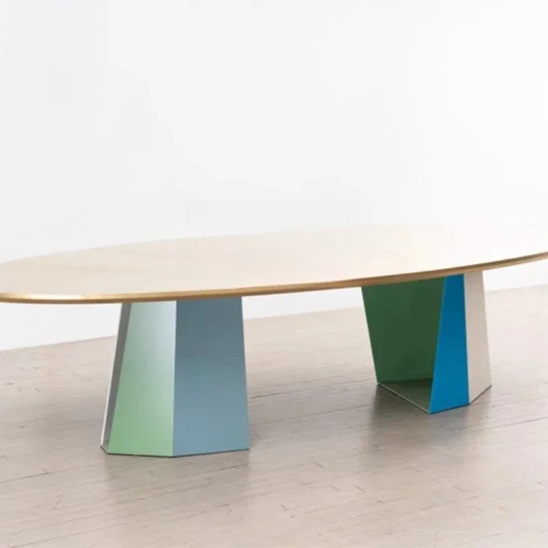 

Современный простой обеденный стол из массива дерева овальной формы, цвет ромб, модный, индивидуальный дизайн для дома