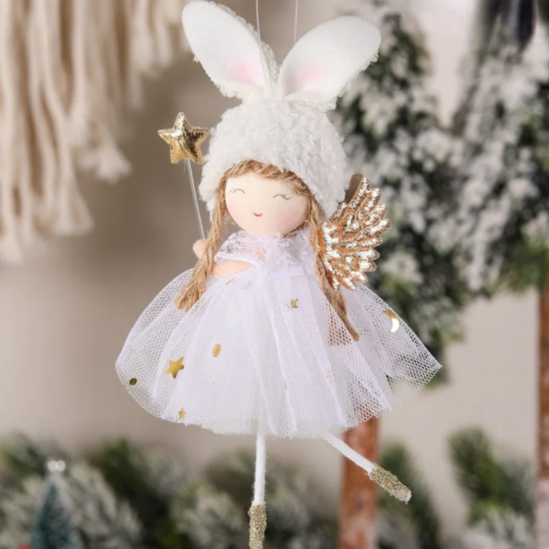 New Year 2024 Gifts Crown Veil Girl Dolls Angel Doll Navidad 2023 Xmas Tree Ornaments Christmas Decorations for Home Noel Natal