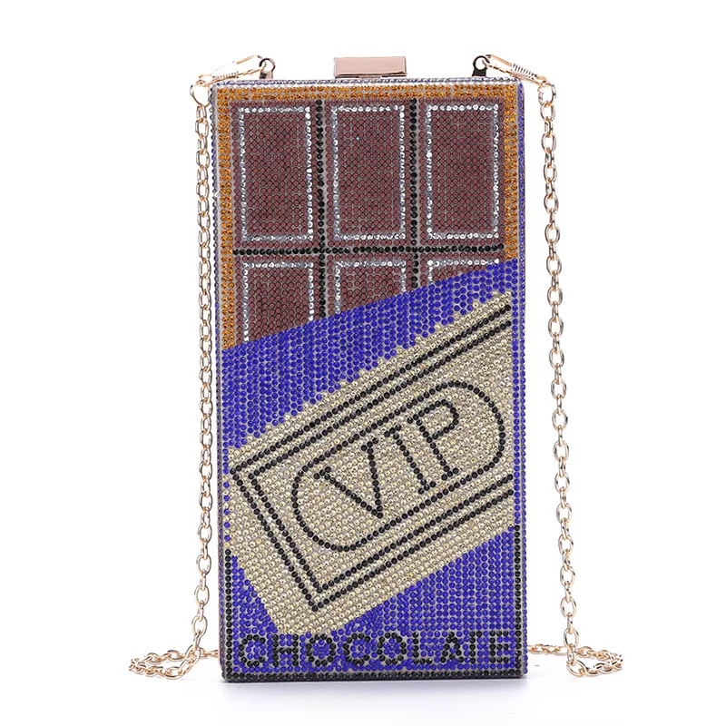 المرأة العصرية حقائب كتف متنقلة مرصعة بالألماس VIP الشوكولاته حقائب يد الدولارات الأمريكية عشاء العصرية المفاجئة إغلاق حقيبة يد #4