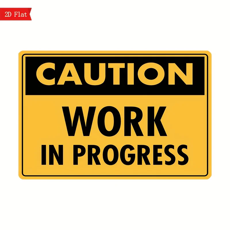 2D Flat, 2D Flat Plane, 2D Flat Plane Warning Sign - 20.32x30.48 cm Yellow and Black 