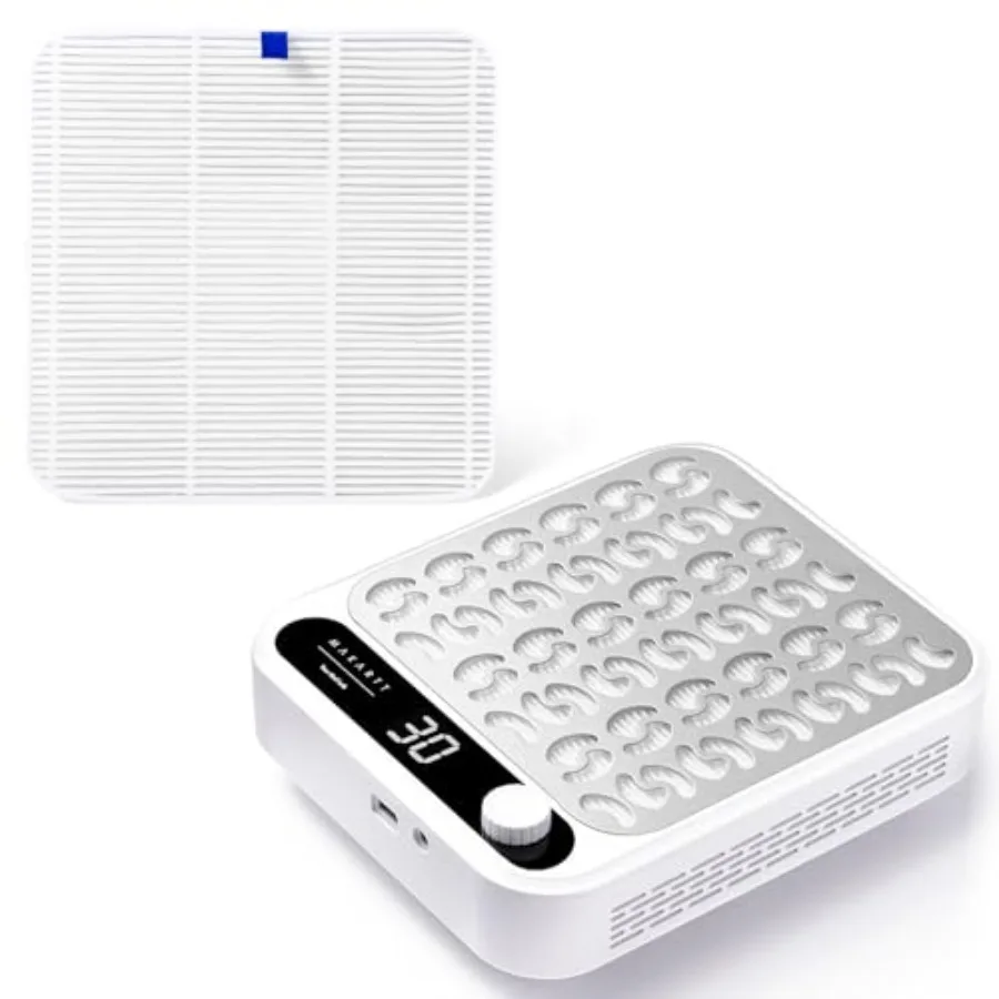 

Пылесборник для маникюра с 2-мя насадками, профессиональный, мощный, с LED-дисплеем, многоразовый фильтр для пыли, для мастеров маникюра.