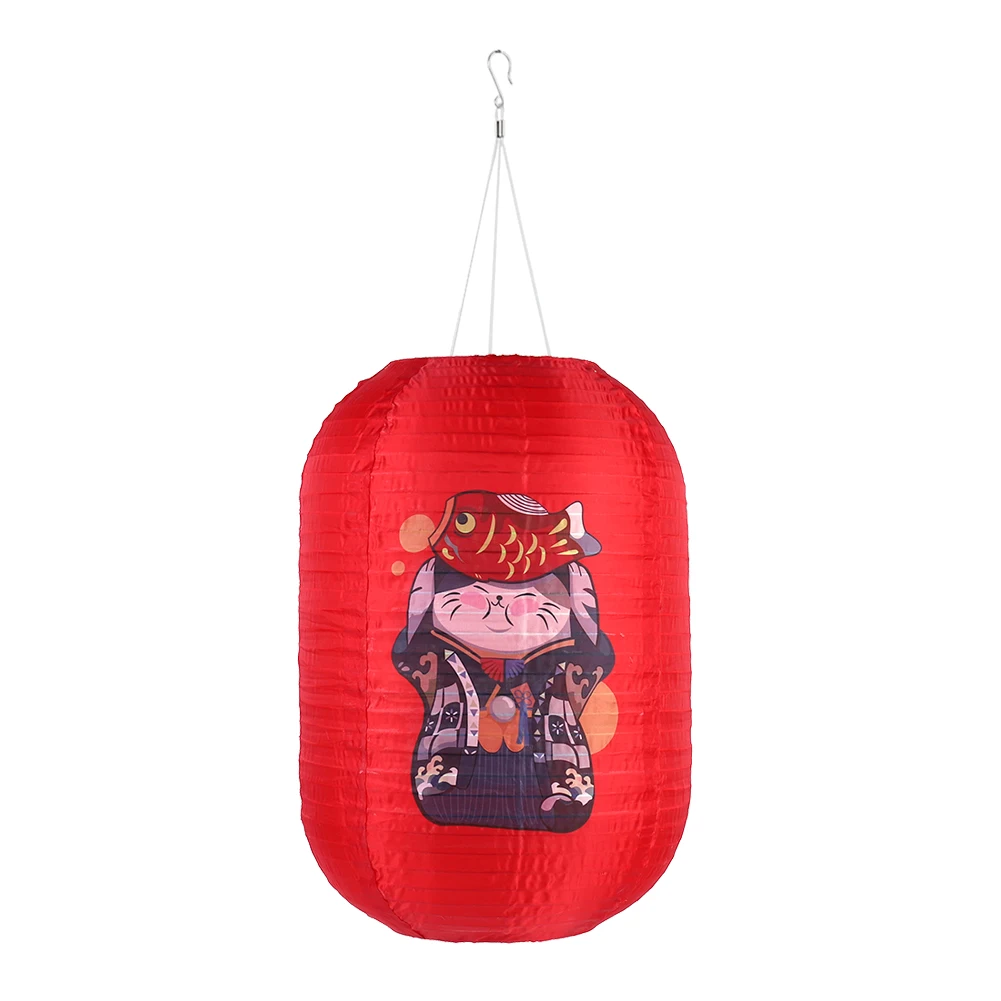 25cm Solar Hanging Printing Lantern IP65 Waterproof Lantern Atmosphere Light Nylon Cloth New Year Holiday Decoration