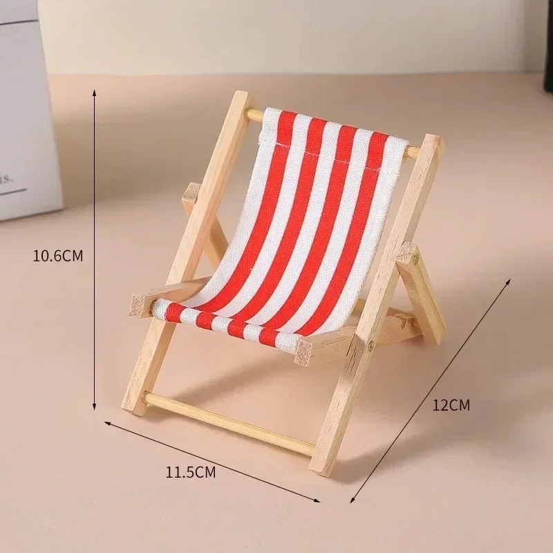 Doll Chair Outfit Accessories for Ropa Labubu 10cm Cotton Doll Summer Vacation Wooden Beach Reclining Camping Chair Ornament image 5