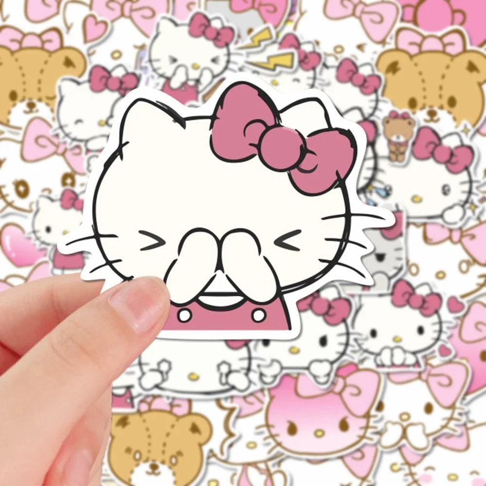 10/30/50PCS Sanrio Pink Hello Kitty Cartoon Stickers Decoration Suitcase Scrapbooking Phone Laptop Stationery Kid\'s Toy Sticker