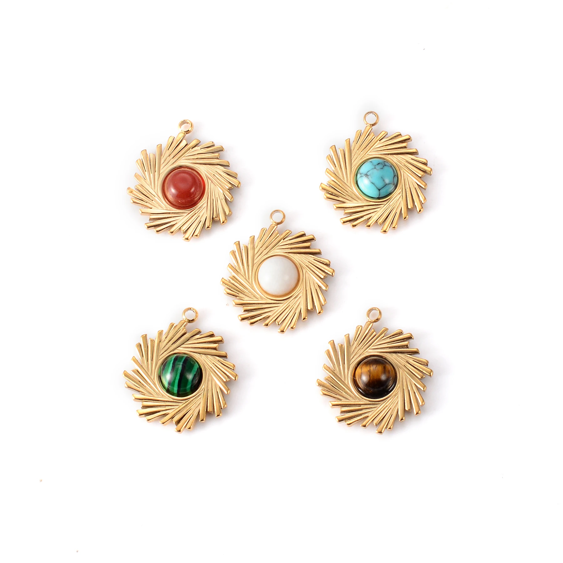 10pcs Wholesale Non Fade Gold Plated Sunflower Stainless Steel Charms Jewelry DIY Handmade Making Fashion Necklace Accessories