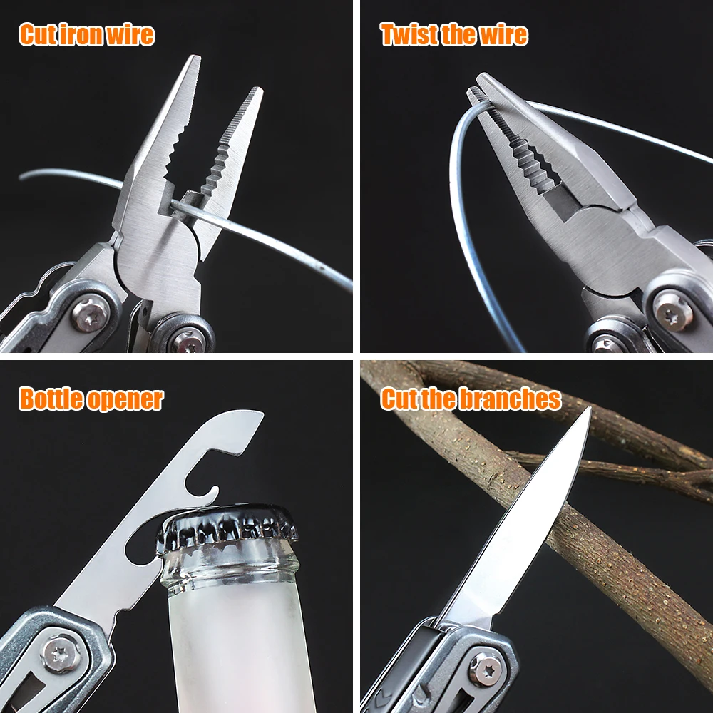 Tunafire Multi Tool Plier Multifunctional Cable Wire Cutter Outdoor Portable Tactical Camping Plier Folding Knife Pliers Kit