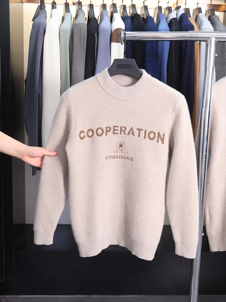 

Мужской вязаный свитер Homesi с высоким воротником, облегающий, удобный, универсальный, с длинными рукавами, для молодежи, осенне-зимний