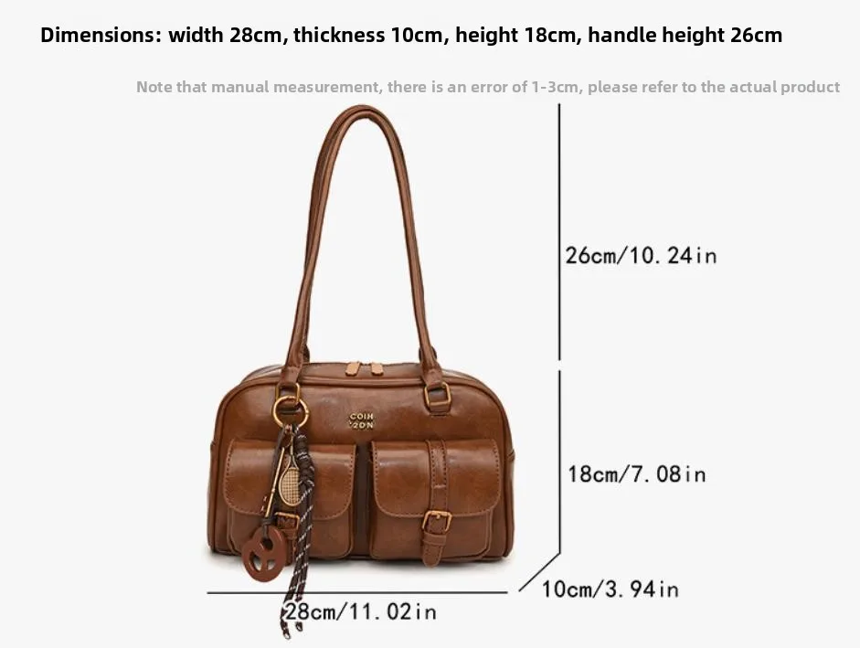 Kaffeebraune Damen-Handtasche mit mehreren Taschen, Umhängetasche, stilvolle, vielseitige Umhängetasche mit Buchstaben für Reisen, Arbeit, Einkaufen, Termine – Detail 20