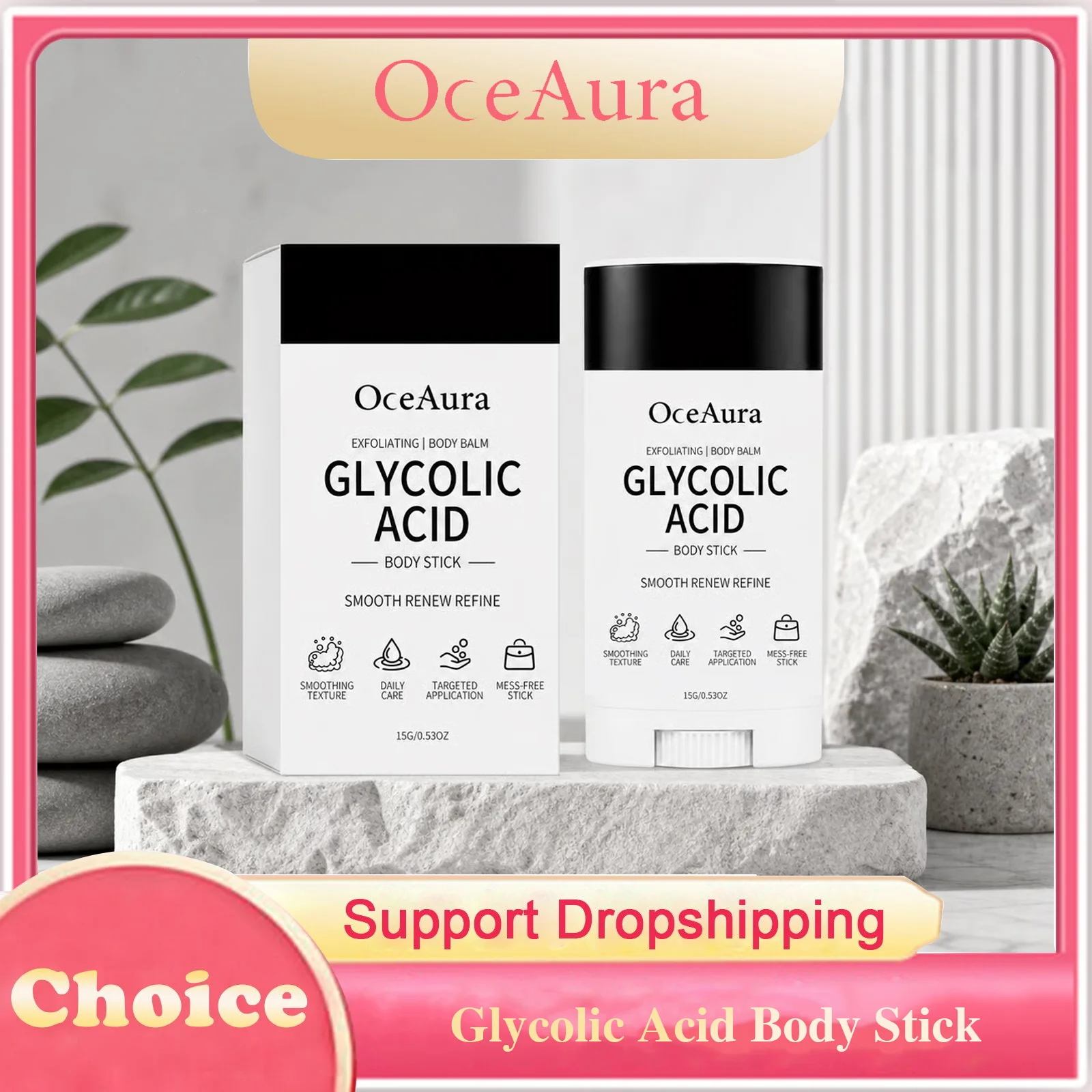 Glycolic Acid Exfoliating Body Stick Even Skin Tone Improves Dullness Long-Lasting Moisturizing Brightening Smoothing Skin Care