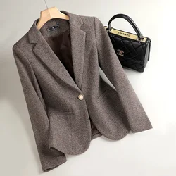 Kadınlar rahat uzun kollu ince Blazer mizaç ceket moda 2024 yeni bahar sonbahar bayanlar ofis takım elbise ceket kadın giyim