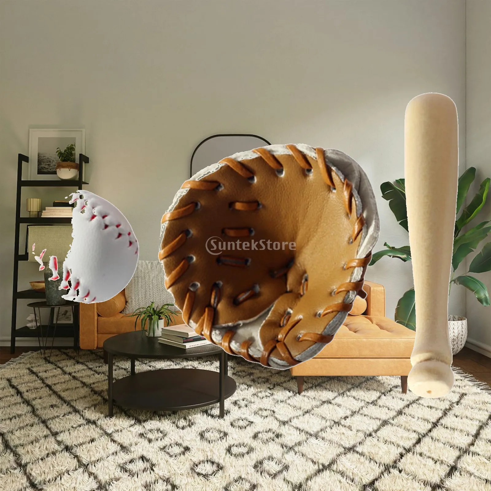 Simulation Miniature Baseball Set, Baseball Bat Glove and Ball Set Decoration