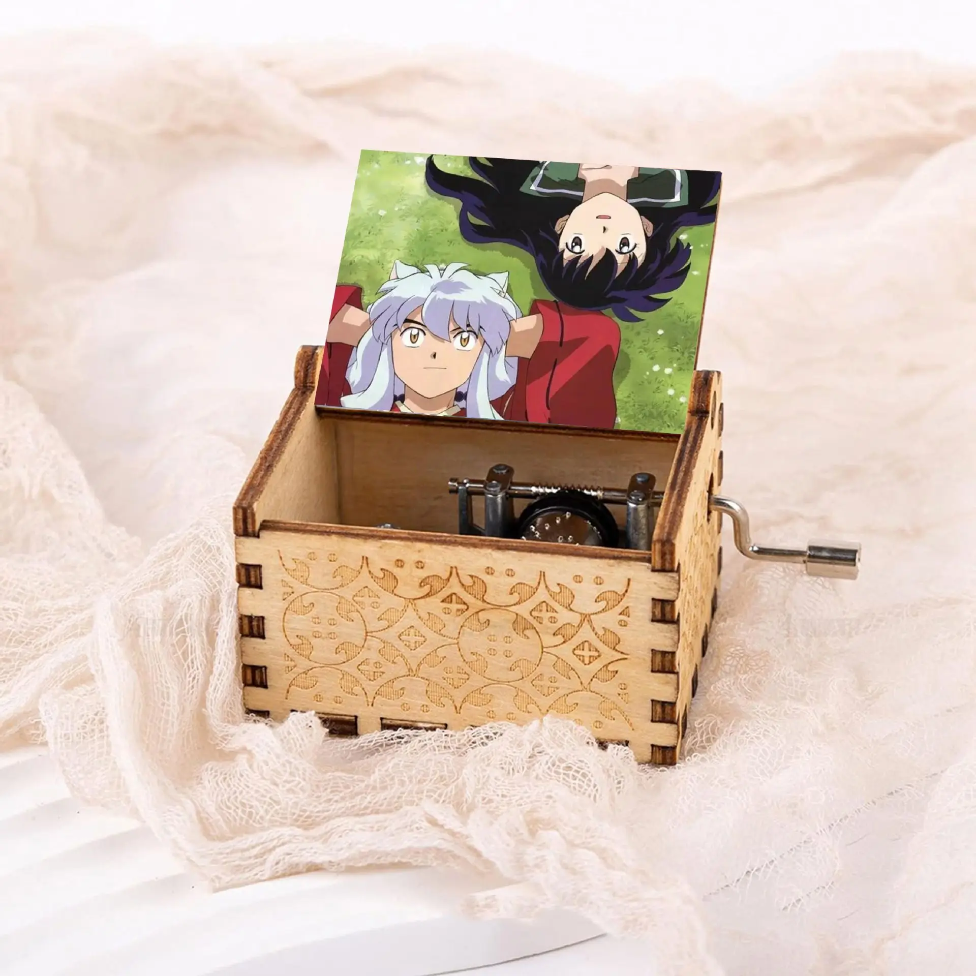 Anime InuYasha Zwarte Muziekdoos Melody To-love's-End muziekdoos Bureau Woondecoratie Verzamel geschenken