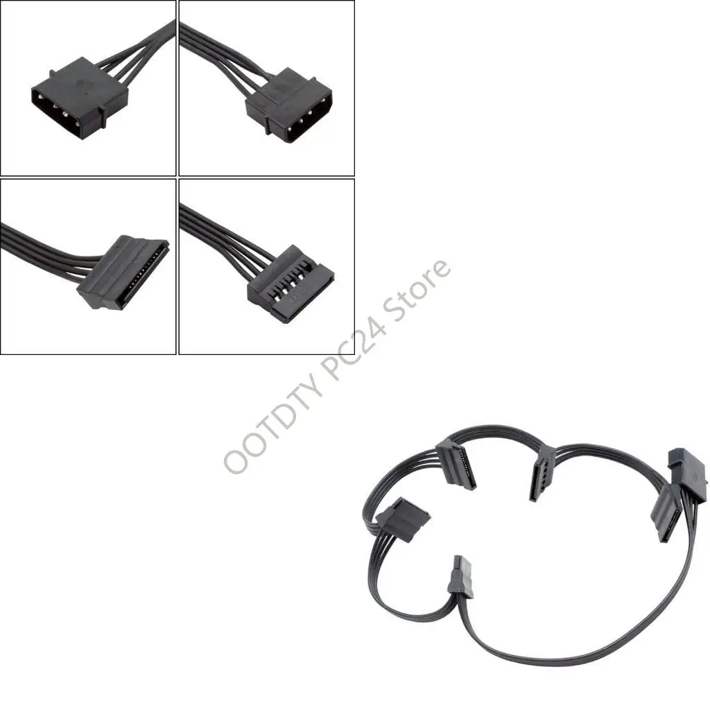 

H7BA 15Pin Male to 3/4/5/6 4Pin Female Power Extension Cable Hard Drive Power Supply Cable 15Pin Power Cable for PC Desktop