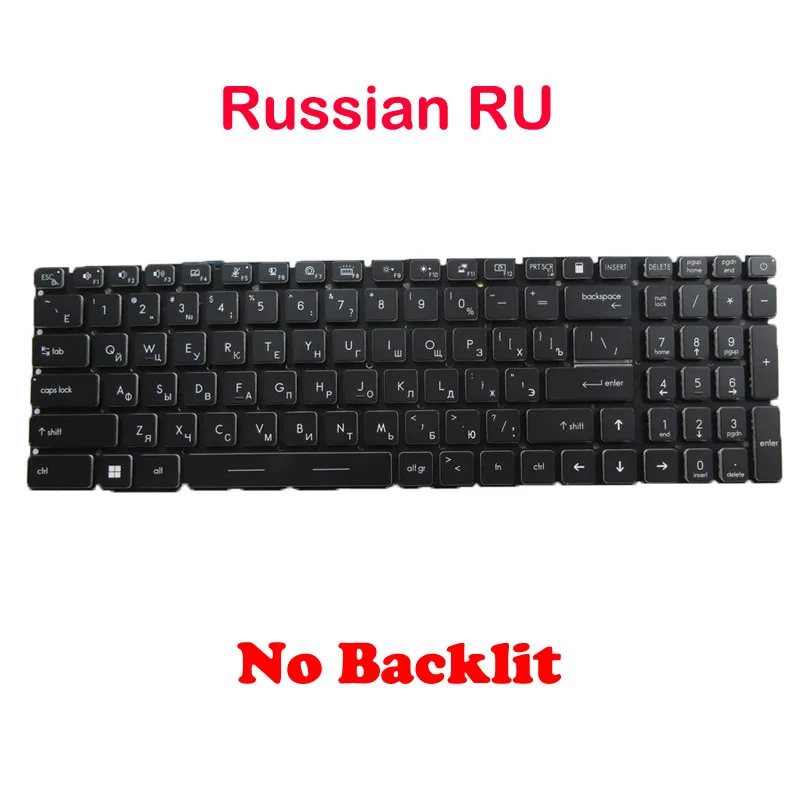 No Backlit Replacement RU IT FR GR KR TR SW BE CS TI Keyboard For MSI GE76 Dragon Tiamat 10UG 10UH 11UG 11UH Black No Frame New