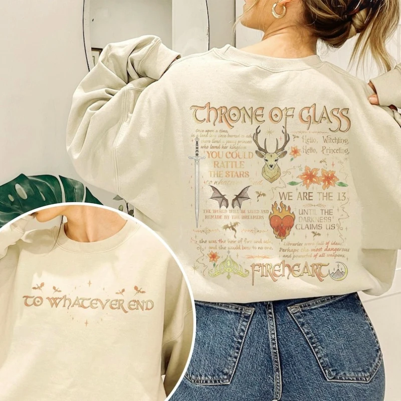 Sweat-shirt à face du trône de verre, Aelin Galathynius, inspiré du treize Sjm Merch, vêtements de lecteur fantastique, sweat à capuche assorti