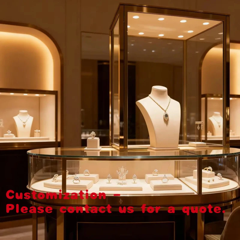custom.Custom Curved Counter Display Props Sector Jewelry Island Cabinet Display Tray Display Cabinet Whole Shop Design