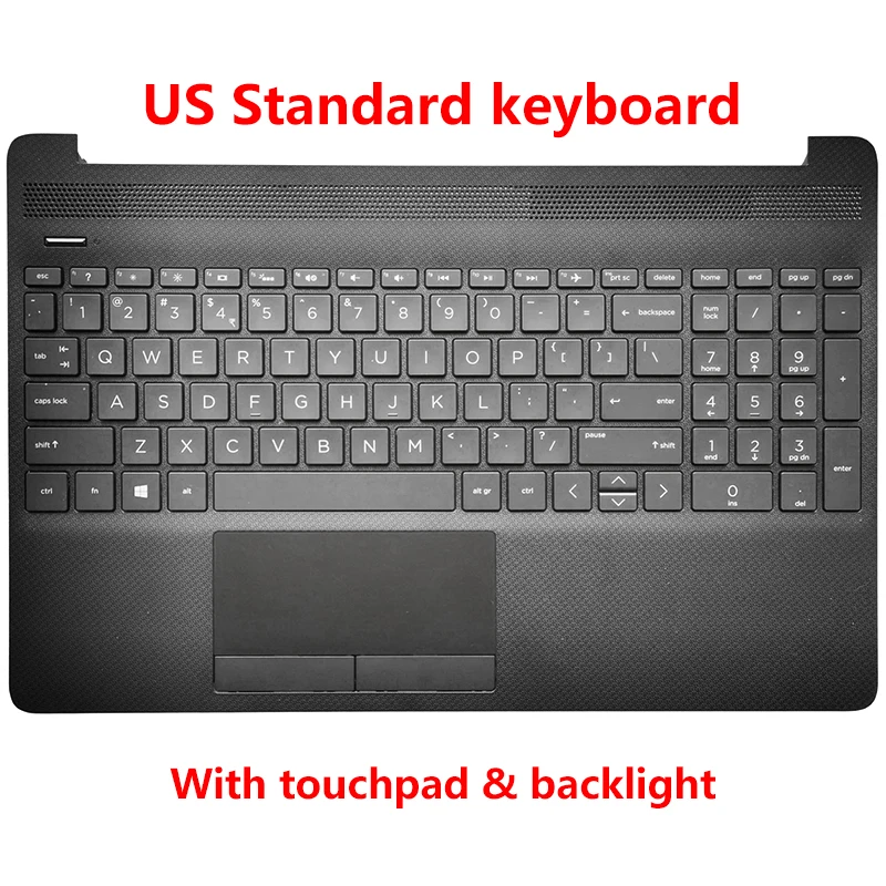 For HP 15S-DU 15S-DY 15S-DW TPN-C139 New SP RU US Keyboard Laptop Palmrest Upper Backlight Replacement Keyboard With touchpad