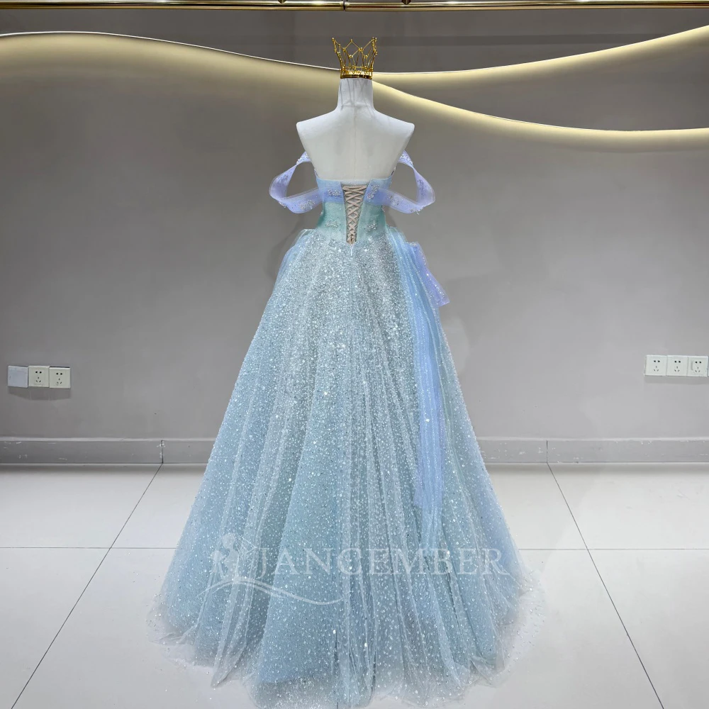 Splendid Quinceanera Dresses Gradient Tulle A-line Customized Off Shoulder Floor-Length Sequins Beading vestidos de 15 quinceane