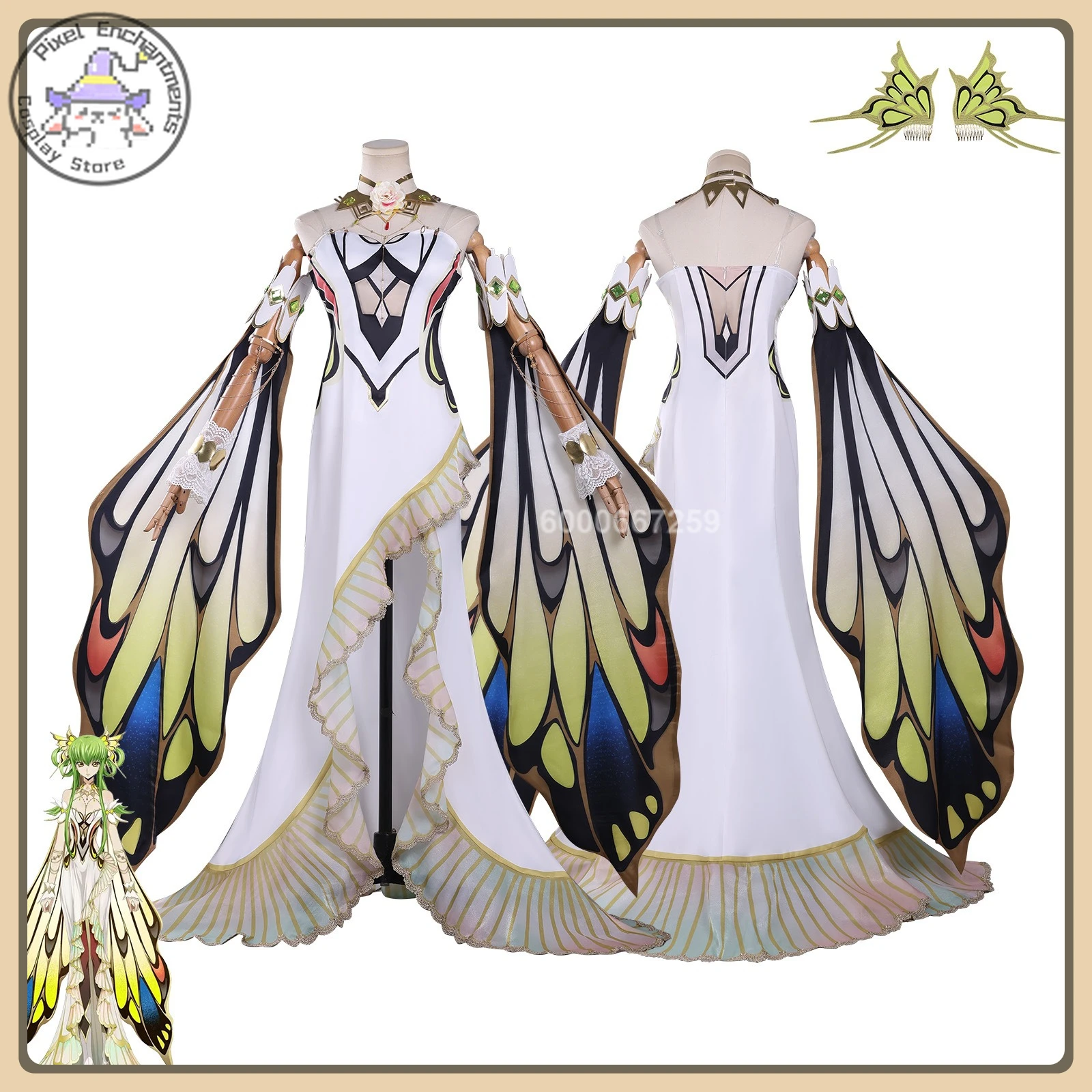 

Hot Code Geass CC Role Playing Costume (Glamorous Style) Sequined Butterfly Dress High Quality Cosplay Costume (Female Adult)