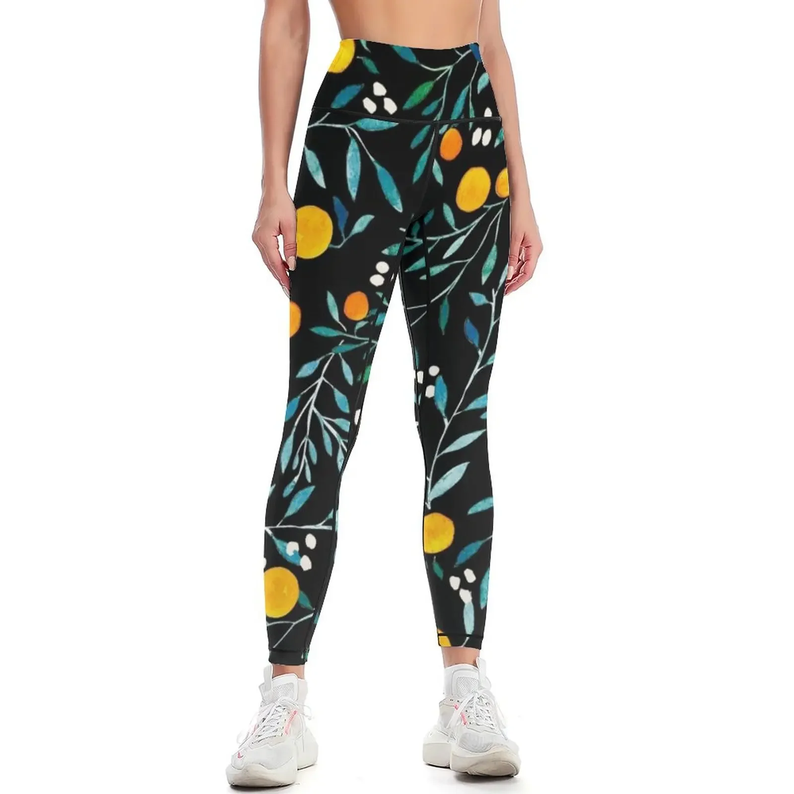 

Oranges on Black Leggings sportswear woman gym 2025 gym pants Fitness woman harem pants Womens Leggings