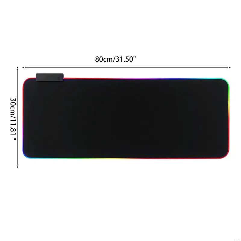Y8AC RVB Luminous Mouse Pad LED Mouspad jeu rétro-éclairé avec Hub 4 Port USB Bureau Mat