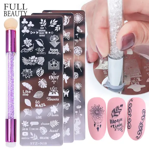 Nail Stamping Plates Set with Tools Full Beauty