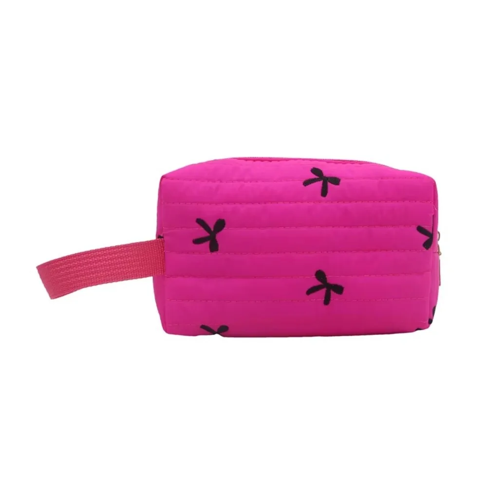 

Fashion Cotton Makeup Bag with Zipper Large Capacity Cosmetic Bag Bow Handbag