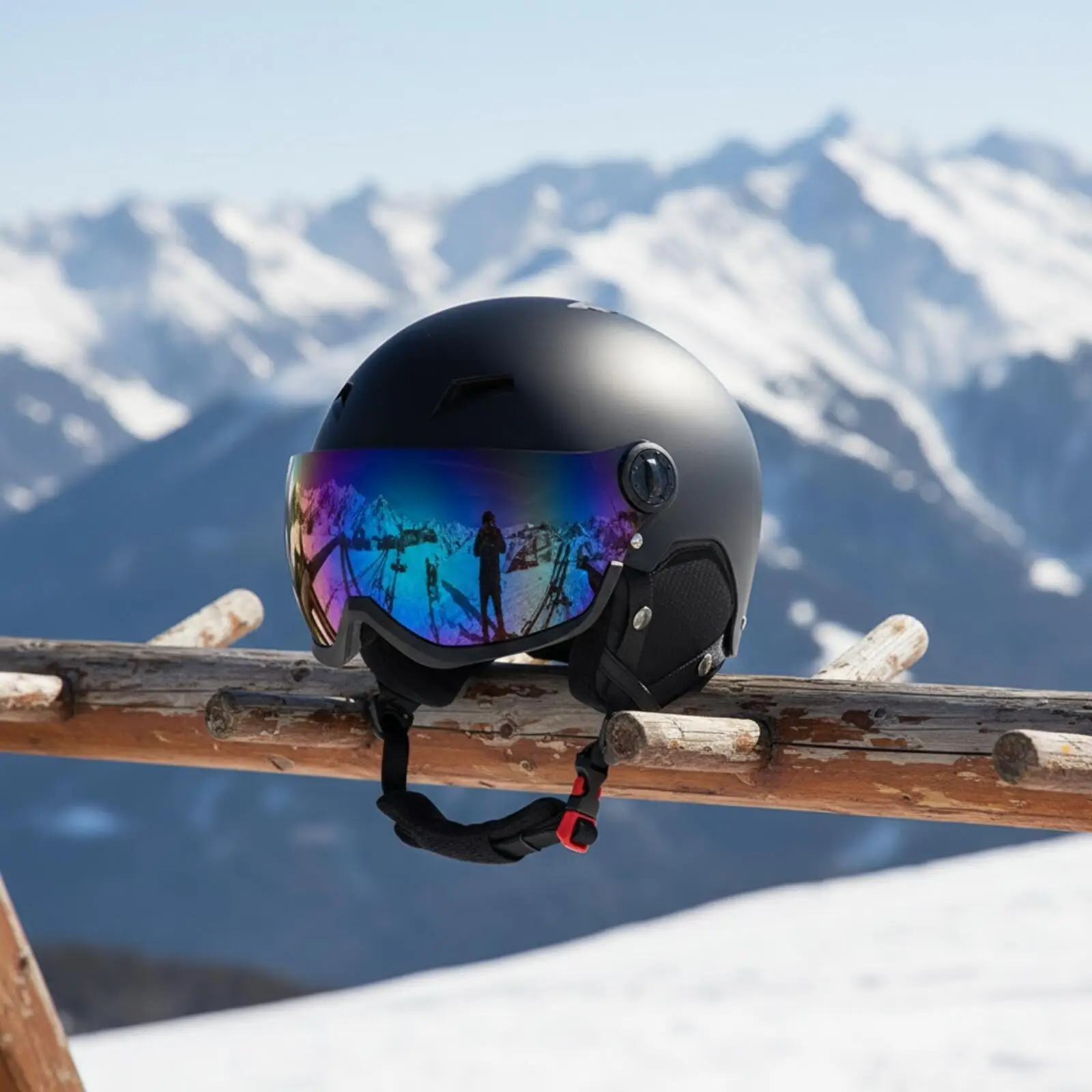 Ski Helmet for Adult Men Women with Mirrored Visor Guard EPS Impact Absorption Shell for Snow Sports Safety Gear