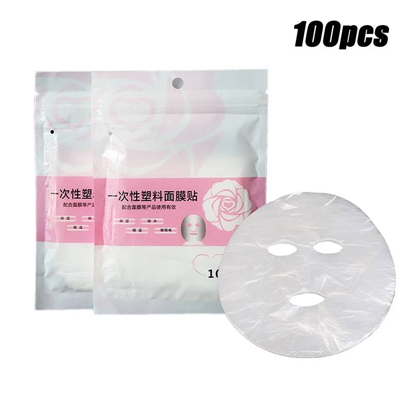 【100Pcs Plastic Film Skin Care Full Face Cleaner Mask Paper Disposable Paper Masks】
