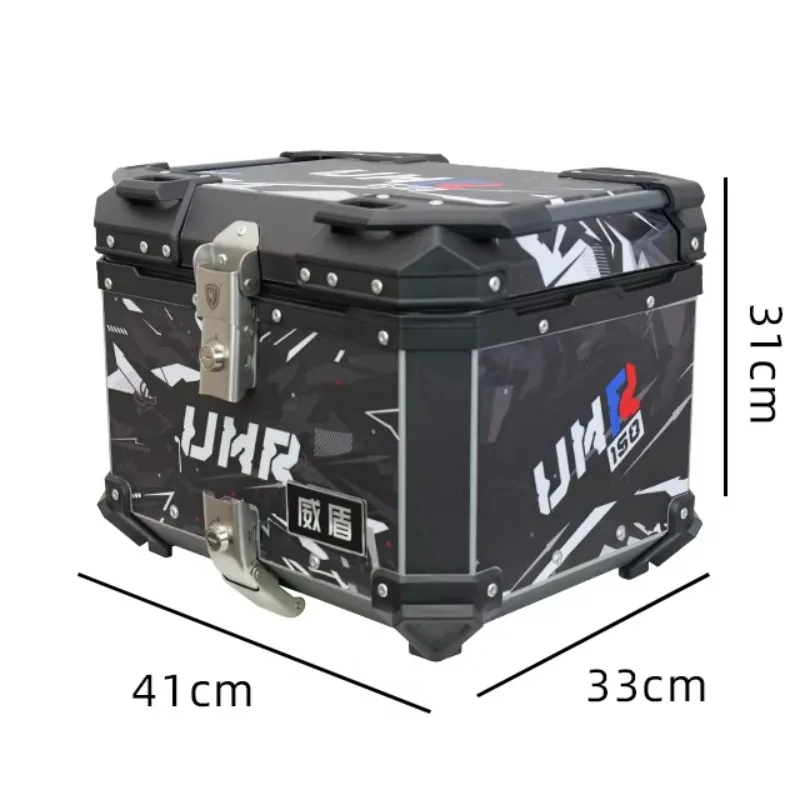 

STLF Sticker Style 45L Novel Design Factory Direct Sales Waterproof Aluminum Alloy Motorcycle Top Box Rear Trunk Storage Luggage