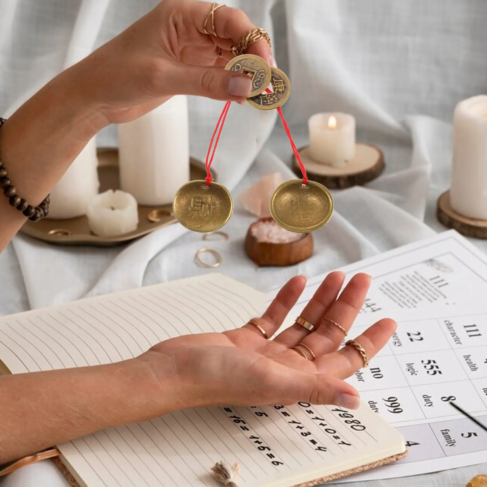 

Yin Yang Brass Shell Set Thickened Brass Feng Shui Coins Chinese New Year Decoration Good Luck Divination Game