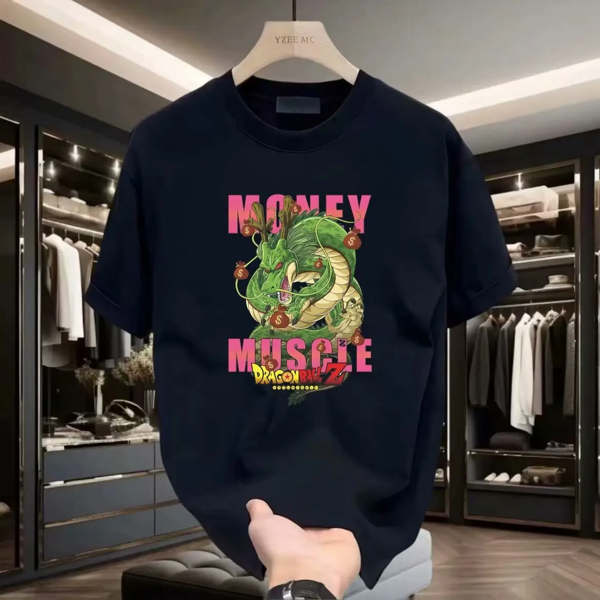 

Мужская футболка с принтом Dragon Ball Wishing Dragon из чистого хлопка, с короткими рукавами и круглым вырезом, модные и утягивающие топы с открытыми плечами