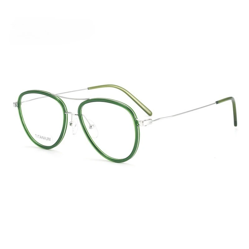 Oval Handmade Prescription Aviator Titanium Glasses Retro Frames Ultra-light Women Myopia Optical for Women Blue Light Eyewear