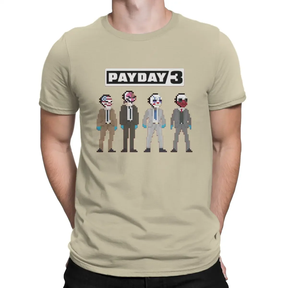 T-Shirt Men's Shooting Game manga vintage anime clothes Payday 100% Cotton Tops Casual Short Sleeve Crew Neck Tees Adult homme