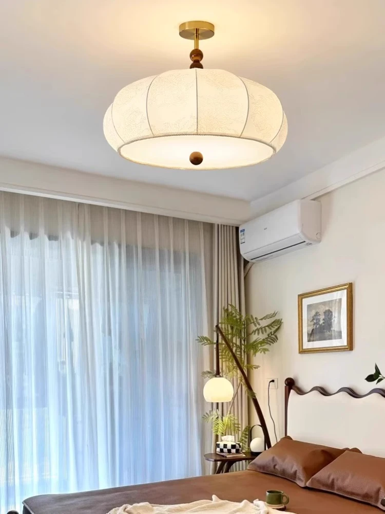 Ceiling Light With Fabric Printing, Nanyang Style Study Light, French Style Antique Atmosphere