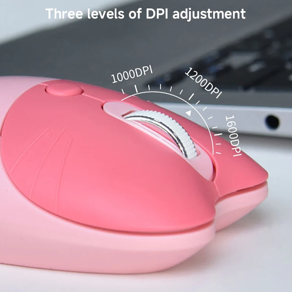 2.4G Wireless Bluetooth Mouse USB Receiver Plug and Play Adjustable DPI for Desktop Computer Laptops Mofii Cute Cat Game Mouse