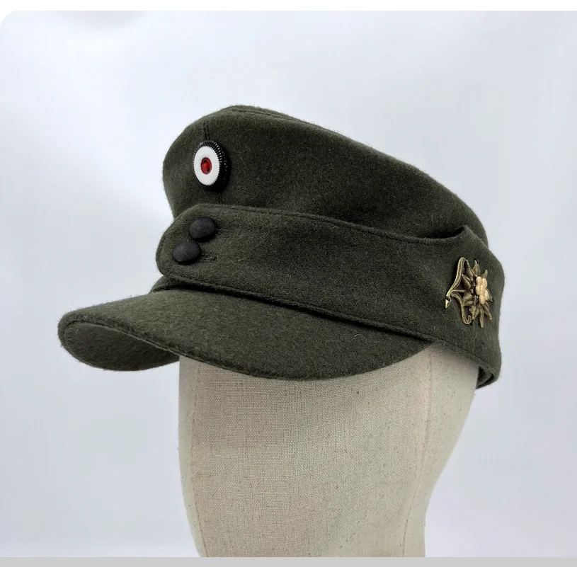 Autumn and Winter German Army Green Edelweiss Mountain Hat Film and Television Reproduction Hat