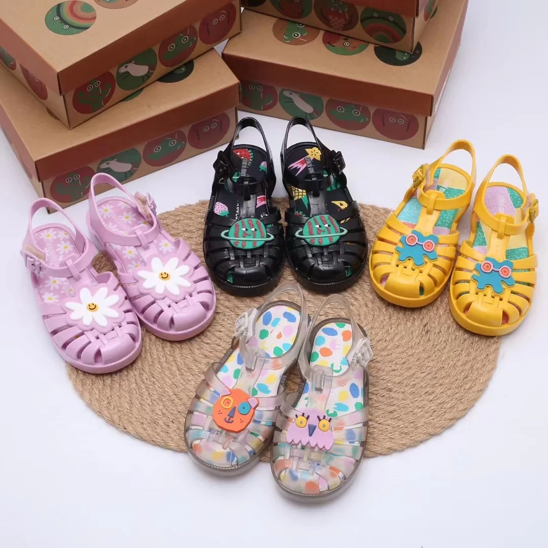 2022 new Melissa flower planet boys\' and girls\' woven hollow sandals Baotou jelly fragrant shoes