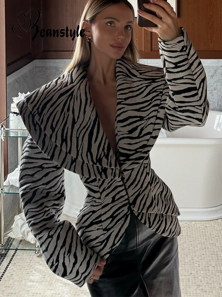 Fashion Printed Coats Skirt Set Women Zebra Full Sleeve Open Stitch Short Hip Package Skirts Sets Female 2026 Spring Lady Suits