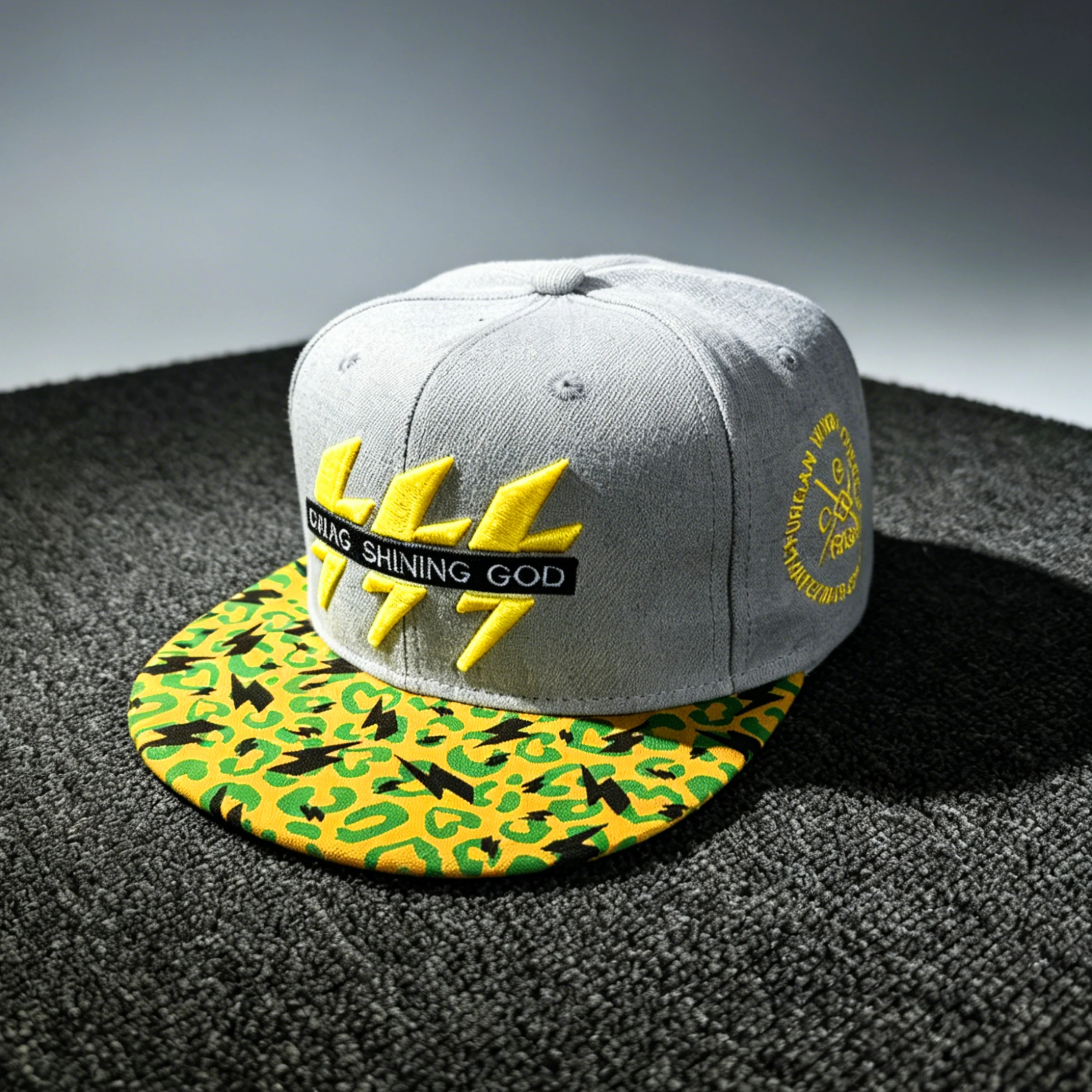 Lightning Print Flat Brim Snapback Cap, Hip Hop Streetwear Hat for Skateboarding, 3 Colors Available