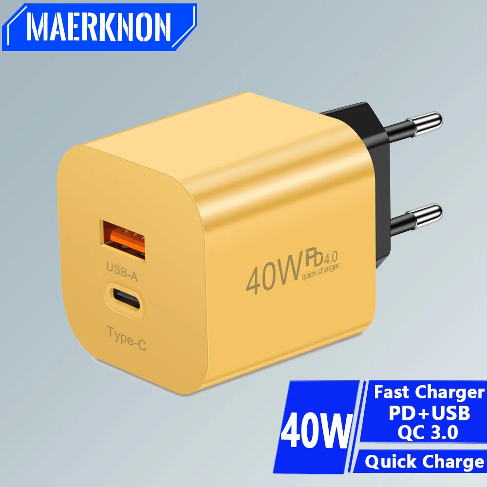 45W USB+PD Charger Quick Charger 3.0 For iPhone 15 Samsung Xiaomi Huawei Mobile Phone Adapter Type C Fast Wall Charger Charging