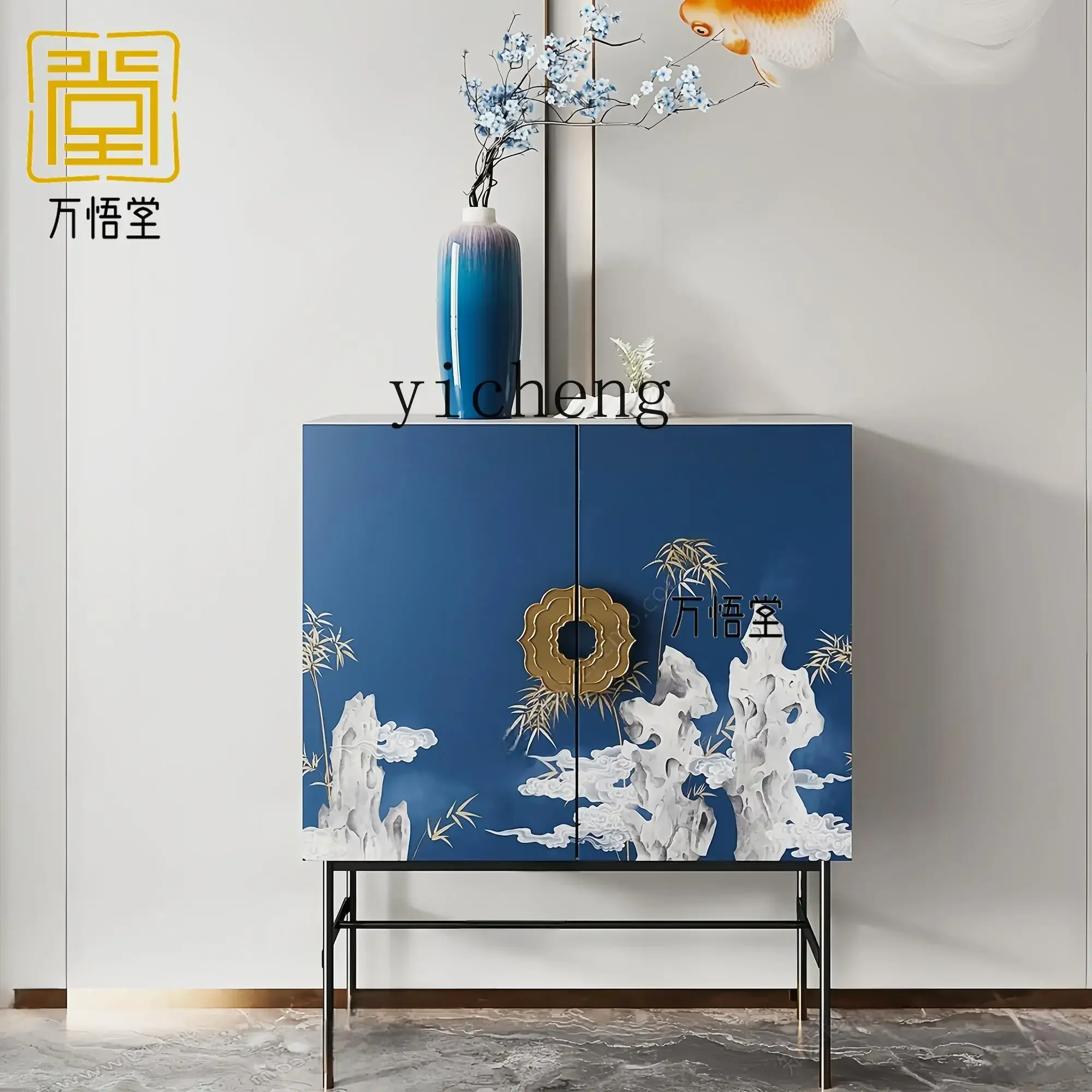 y24-solid wood storage tea short cabinet ash wood storage cabinet sundries tea Xuanguang cabinet