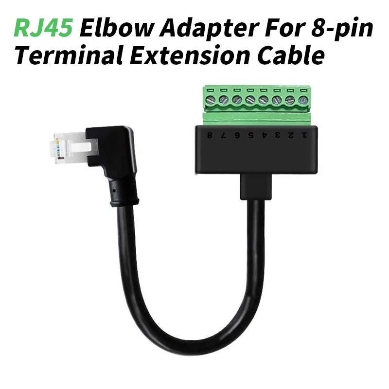 Bent RJ45 to 8Pin Ethernet Connector Cable Gigabit RJ45 to 8PIN Terminal Block Up/Down/Left Elbow Solderfree Plug Extension Wire