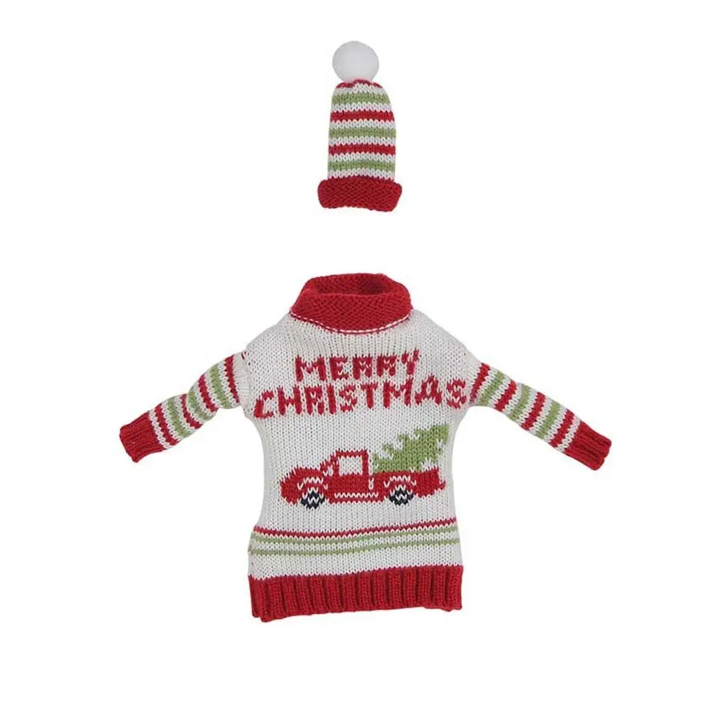 

Knitted Clothes with Hats Christmas Wine Bottle Cover Portable Cartoon Champagne Wine Bag Reusable Snowflake Wine Pouch Gift