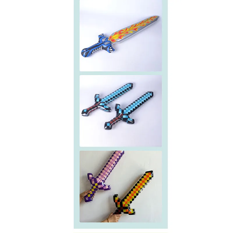 10 Uds. Espada inflable de píxeles, mosaico para niños, espada a cuadros, globo, juguetes de Halloween, globo