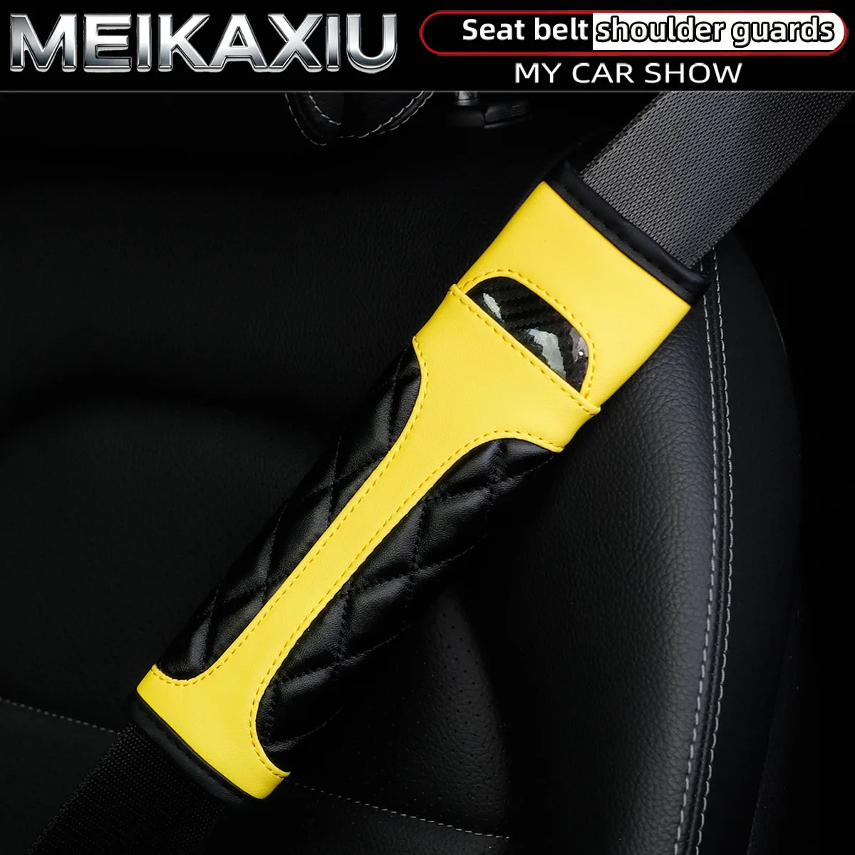 Schulterbezüge für Damen, Sicherheitsgurt-Dekorationen, Autozubehör-Set, Kristall-Kohlefaser, PU-Leder, Auto-Innenraum, 2 Sets – Detail 5